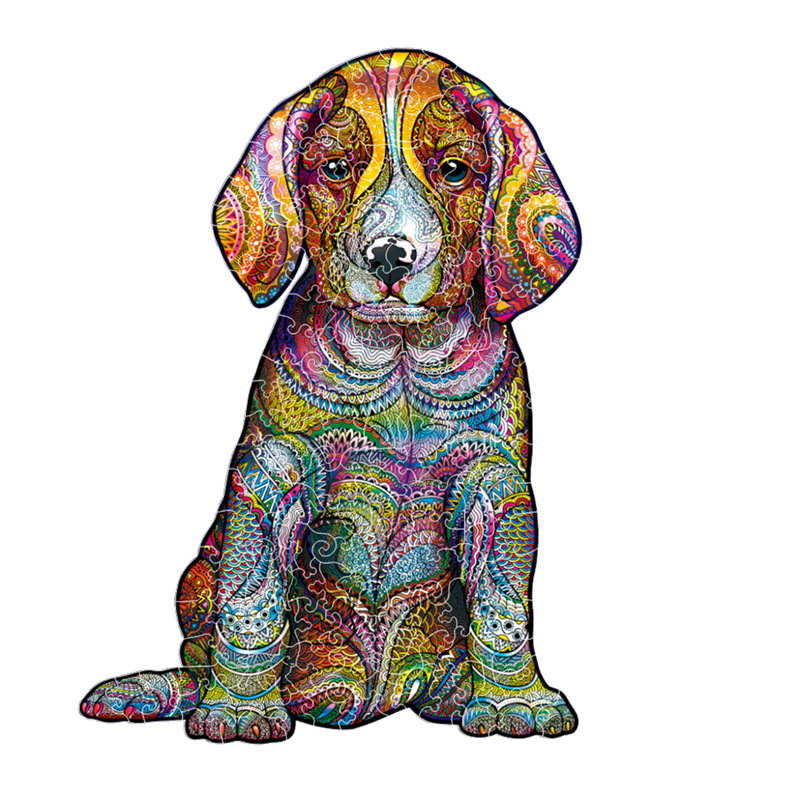 Lobo transfronterizo, león, animal, rompecabezas de madera en forma al por mayor, rompecabezas de madera irregular, juguetes de rompecabezas transfronterizos