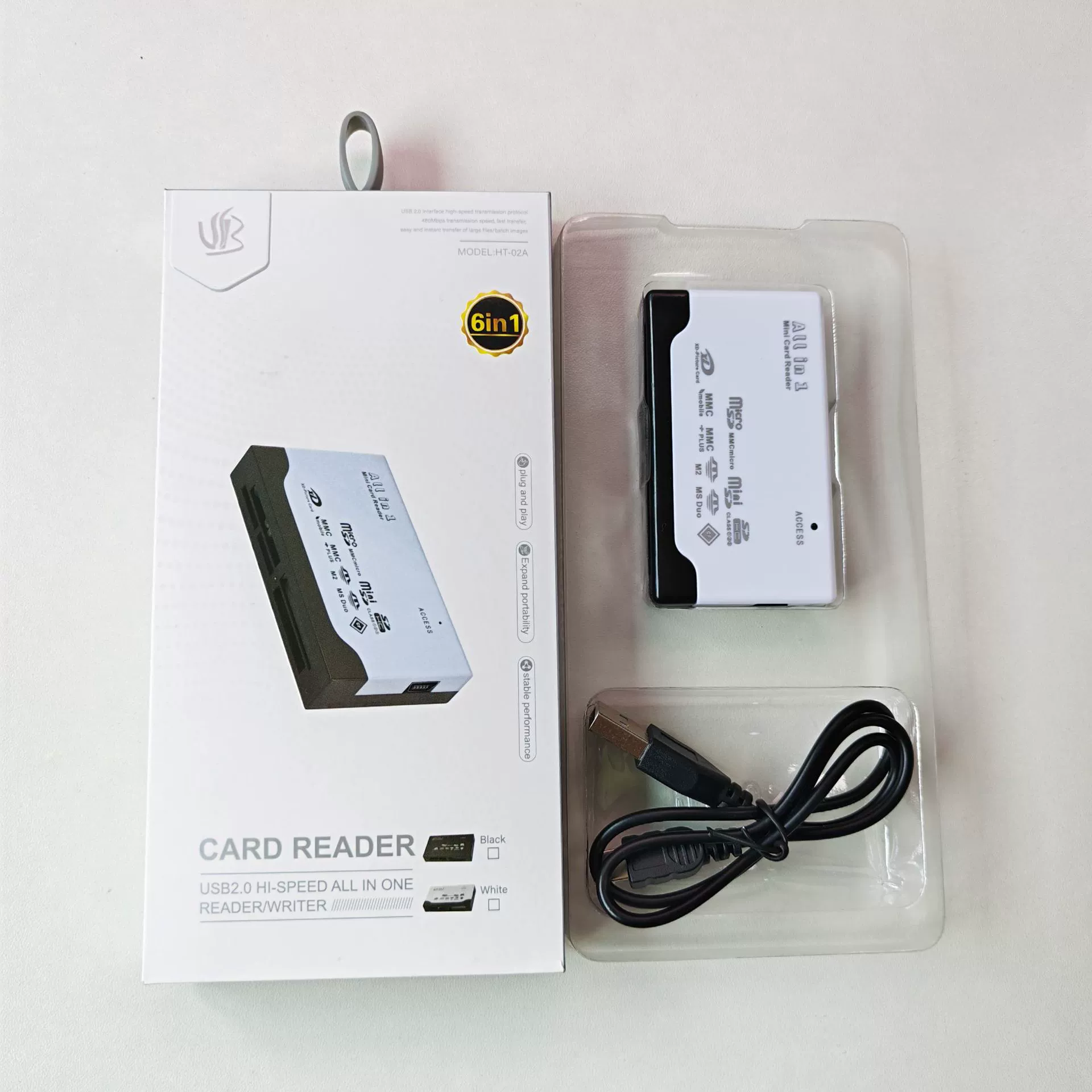 Spot USB2.0 card reader multi -pair high -speed mobile phone memory card TF/CF six -in -one password box reader