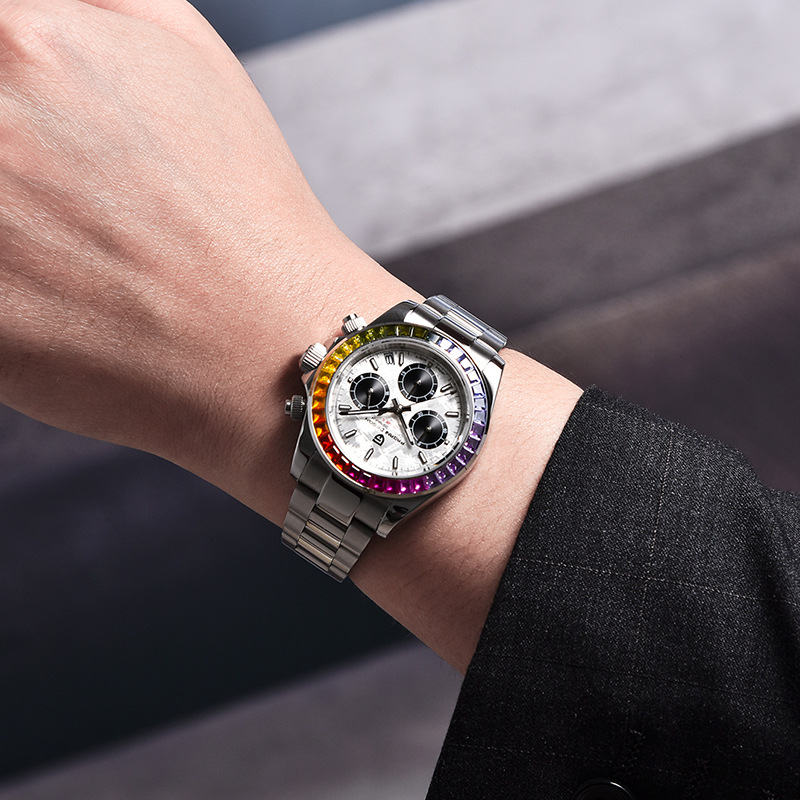 PAGANIDESIGN bojiani reloj para hombre multifunción cronógrafo de acero inoxidable resistente al agua reloj de diamantes de color 1644