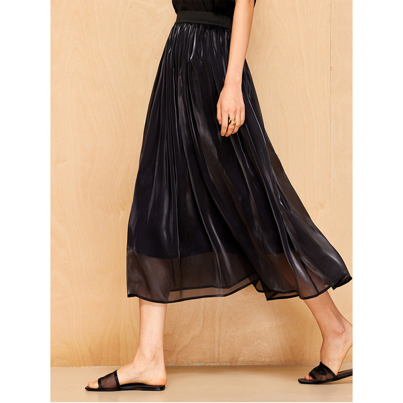 High-End, Cost-Effective Flowing Gauze Skirt with a Summer Luster and Pearlescent Mesh Design, A-Line Flared Skirt High-End, Cost-Effective Flowing Gauze Skirt with a Summer Luster and Pearlescent Mesh Design, A-Line Flared Skirt