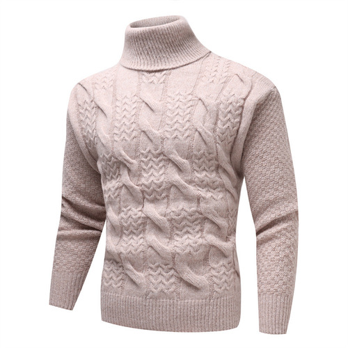 2025 Half High Collar Men's Printed Long-Sleeve Knit Shirt Men's Outdoor Sweater Men's Slim Fit