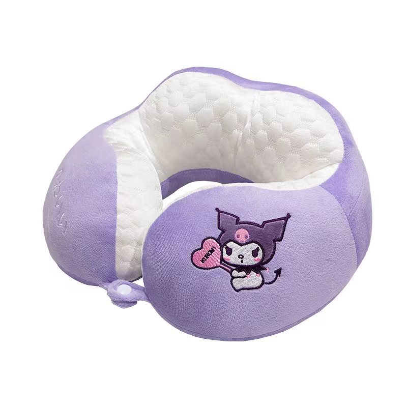Coulomi almohada para la siesta de doble joroba sensación de hielo, linda pareja de dibujos animados, collar, almohada para el almuerzo de viaje portátil