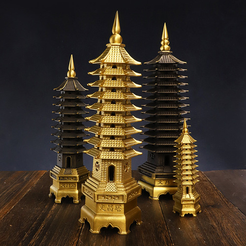 Thickened Brass Machine Pressed Wenchang Tower 99th Floor 1313th Floor Desk Ornaments Bronze Manufacturer Wholesale