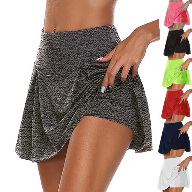 European and American Independent Station Golf Women's Solid Color Culottes Fake Two-piece Inside Double Pocket Sports Leggings Yoga