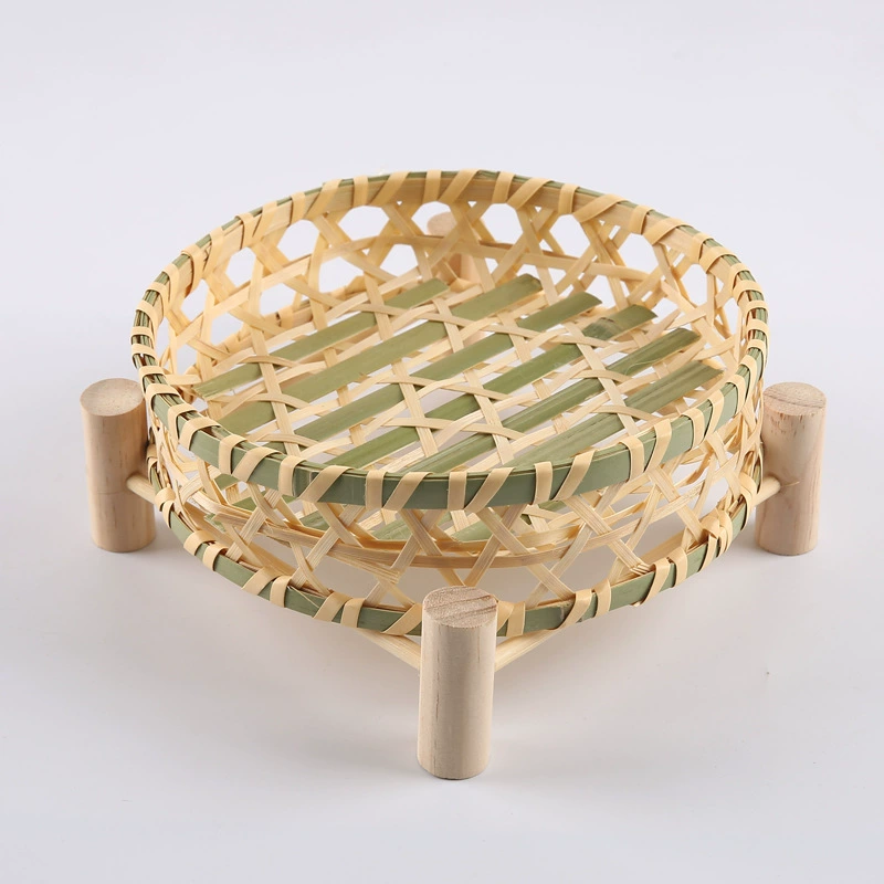 T^Handmade bamboo weaving products Bamboo weaving products Creative decoration Home dustpan tray Household small bamboo tray round