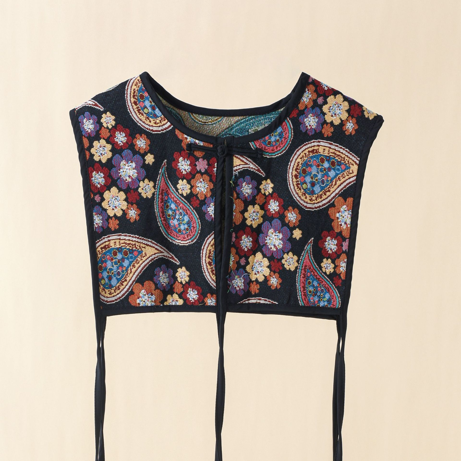 Vintage chaleco bordado antiguo estilo étnico delgada exterior otoño diseño sentido nicho abrigo corto para las mujeres