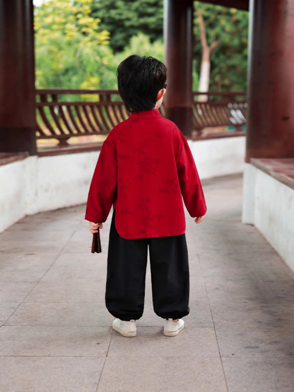 男童汉服春唐装春秋装男孩改良古装表演服日常国学可机洗耐磨透气|undefined