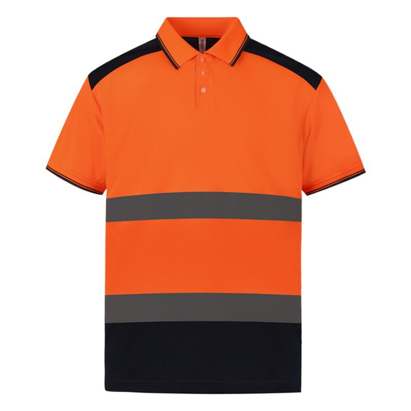 Camisa de polo reflectante transpirable de verano Camiseta de secado rápido ropa de tráfico ropa reflectante de manga corta Camiseta ropa de trabajo de saneamiento