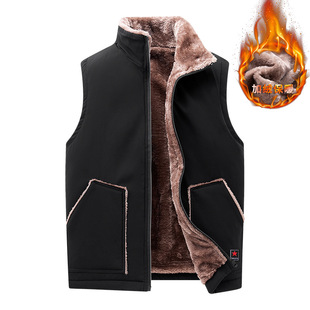 Dad Grandpa fleece-lined Thick Cotton Vest Autumn and Winter Men's Waistcoat for the Elderly Warm Vest for the Elderly