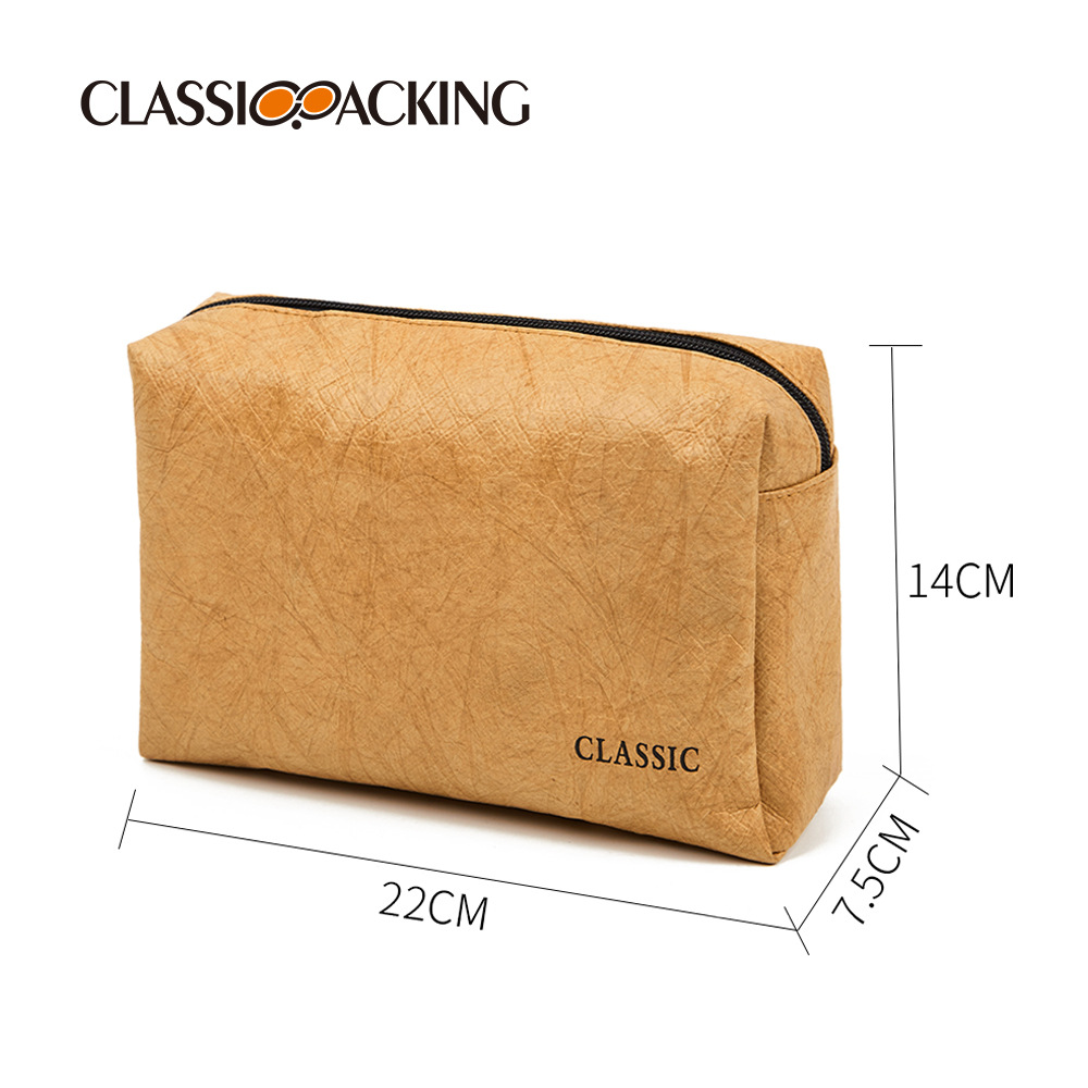 Bolsa de almacenamiento de papel DuPont de tres piezas al por mayor de fábrica Bolsa de cosméticos impermeable resistente al desgaste multifuncional simple con logotipo impreso