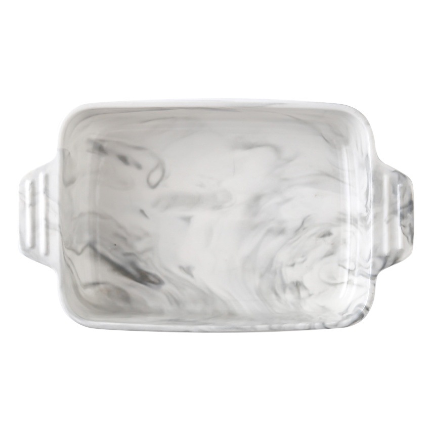 Nórdico marbling bandeja para hornear binaural bandeja de hornear de cerámica tazón de arroz al horno de microondas de gran capacidad utensilios para hornear