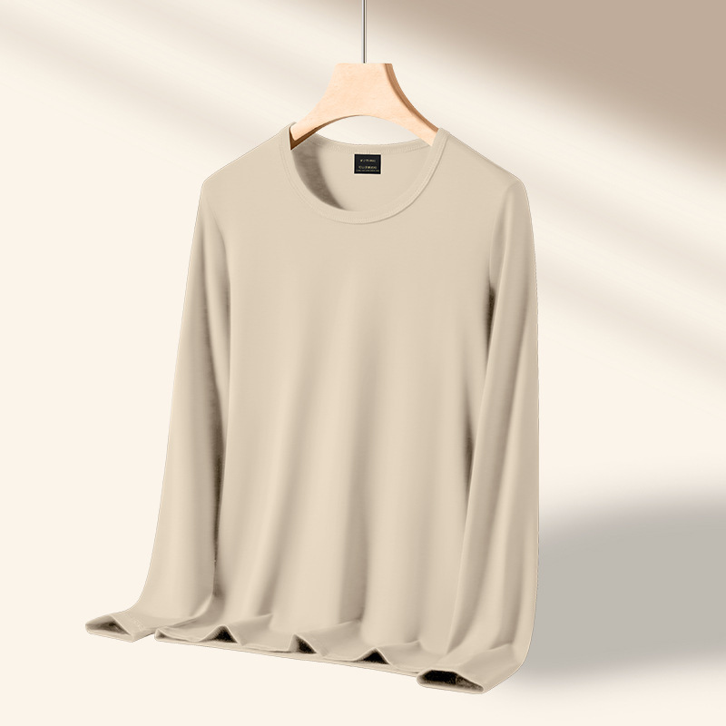 50番手シルク調モダール] メンズインナーシャツ 2025年新作 丸首 秋冬 長袖Tシャツ 薄手 おしゃれ|undefined