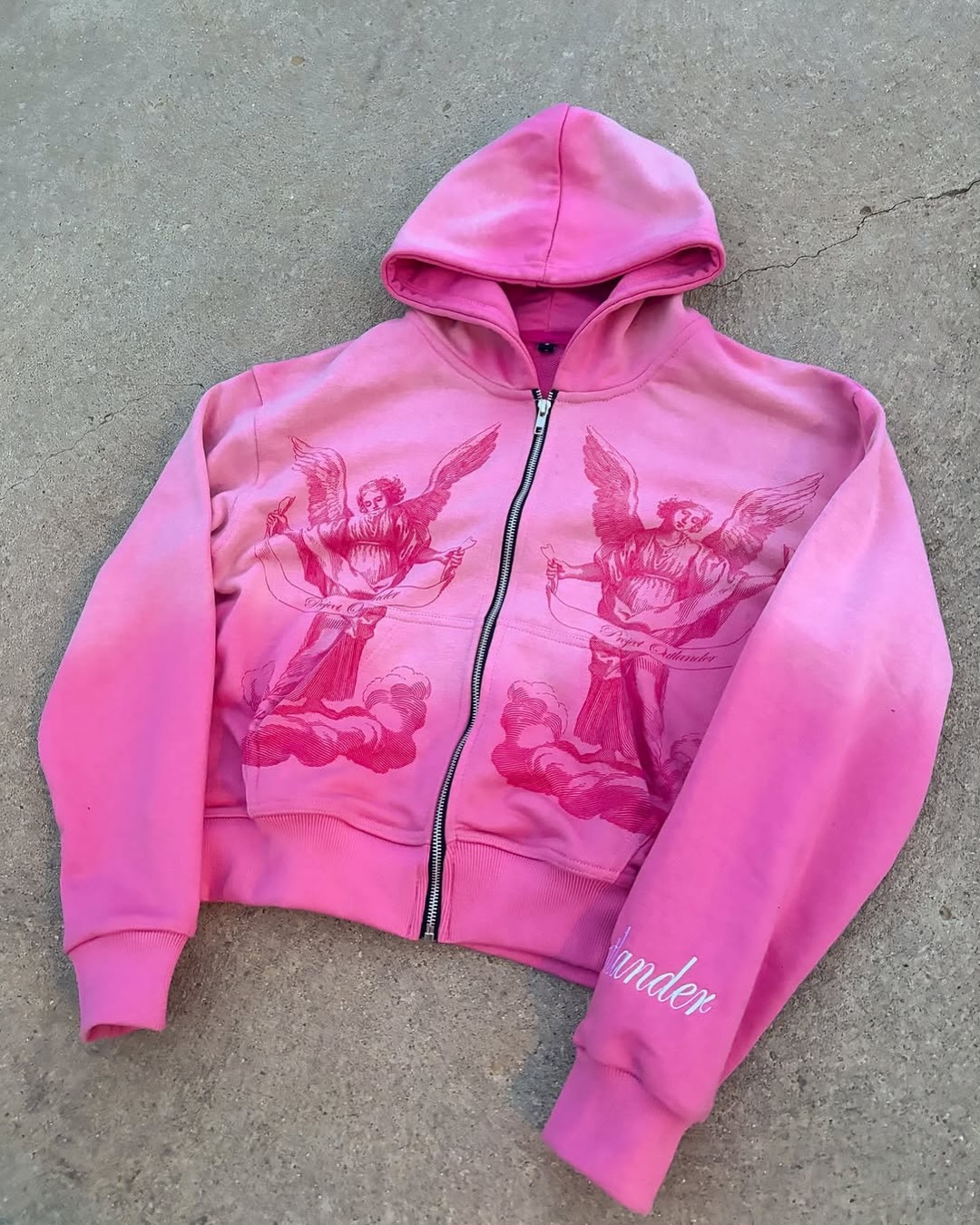 Men's Clothing Design Color Cardigan Hooded Sports Sweatshirt Jacket Top Gradient Jacket American Hip Hop Rock Pink_viptrois.com