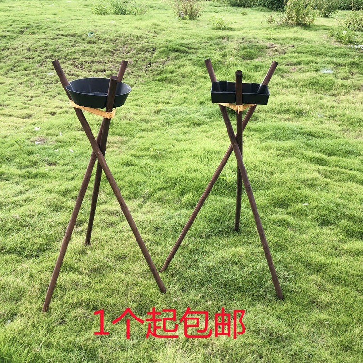 带蓝木质三角花架开业花篮三叉木架三脚架花店用品 diy鲜花插材料