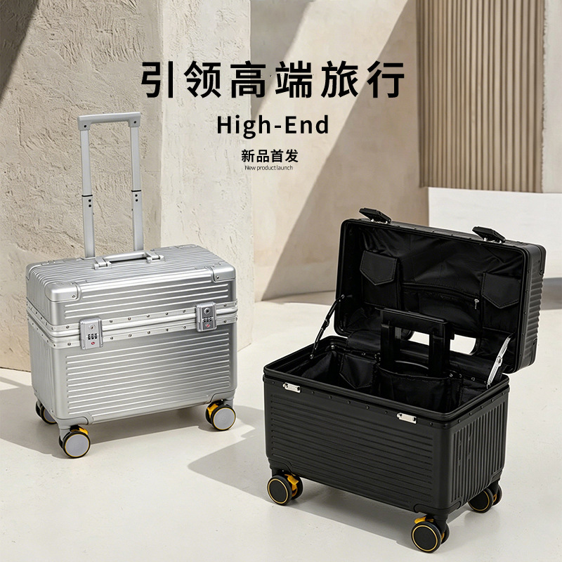 Flip-top photography aluminum frame trolley case, small luggage with universal wheels, camera carry-on case, travel case 21 men's 23