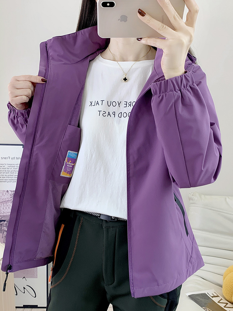 Primavera y otoño al aire libre ropa de asalto para mujeres delgada transpirable alpinismo con capuz cardigan chaqueta impermeable a prueba de viento camisa de senderismo