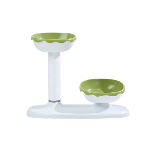 Pipitao original adjustable cream high combination bowl new double bowl feeding and watering pet bowl