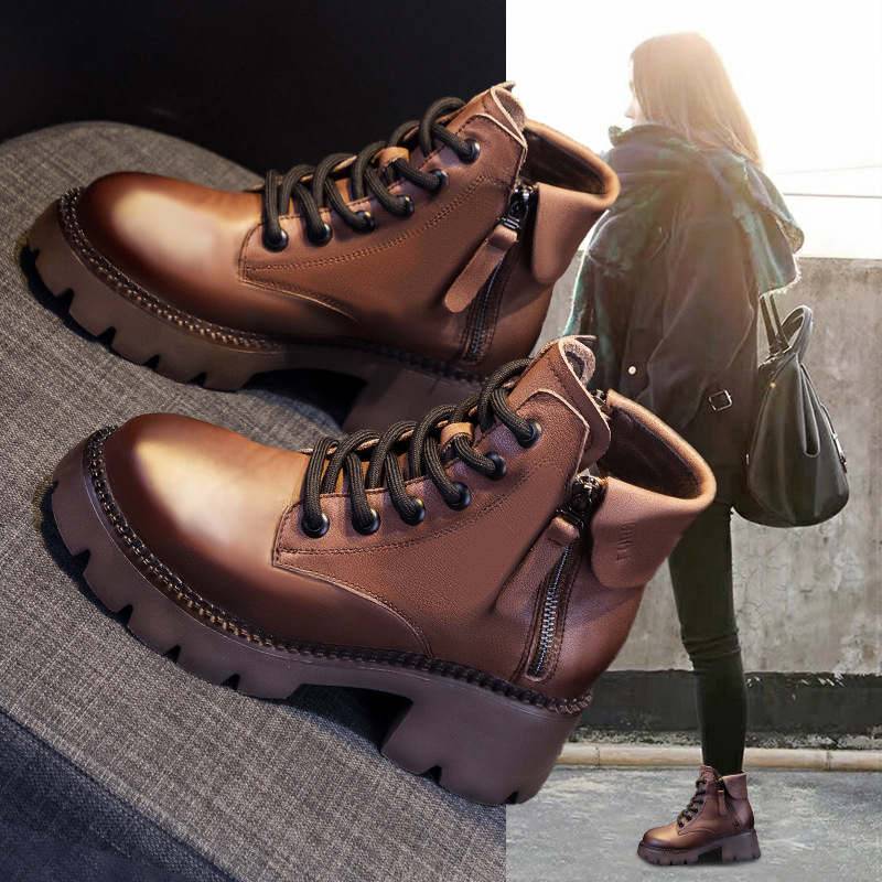 2026년 신상 인터넷 인기 가을 한국 스타일 여성용 마틴 부츠 두꺼운 밑창 인스타 영국풍 숏부츠 봄 가을 슬림 부츠