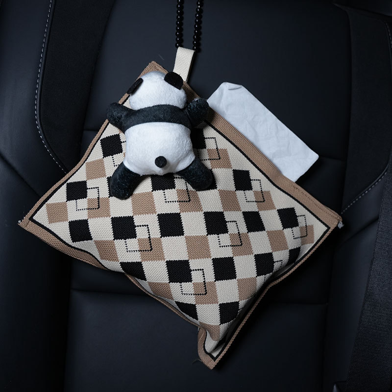 Car tissue box/set, Biqi Bixing Tissue Box Doll - orange-white-spots-panda
