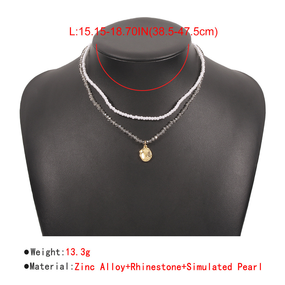 Simple Double Necklace Imitated Crystal Pearl Irregular Pendant Necklace display picture 4