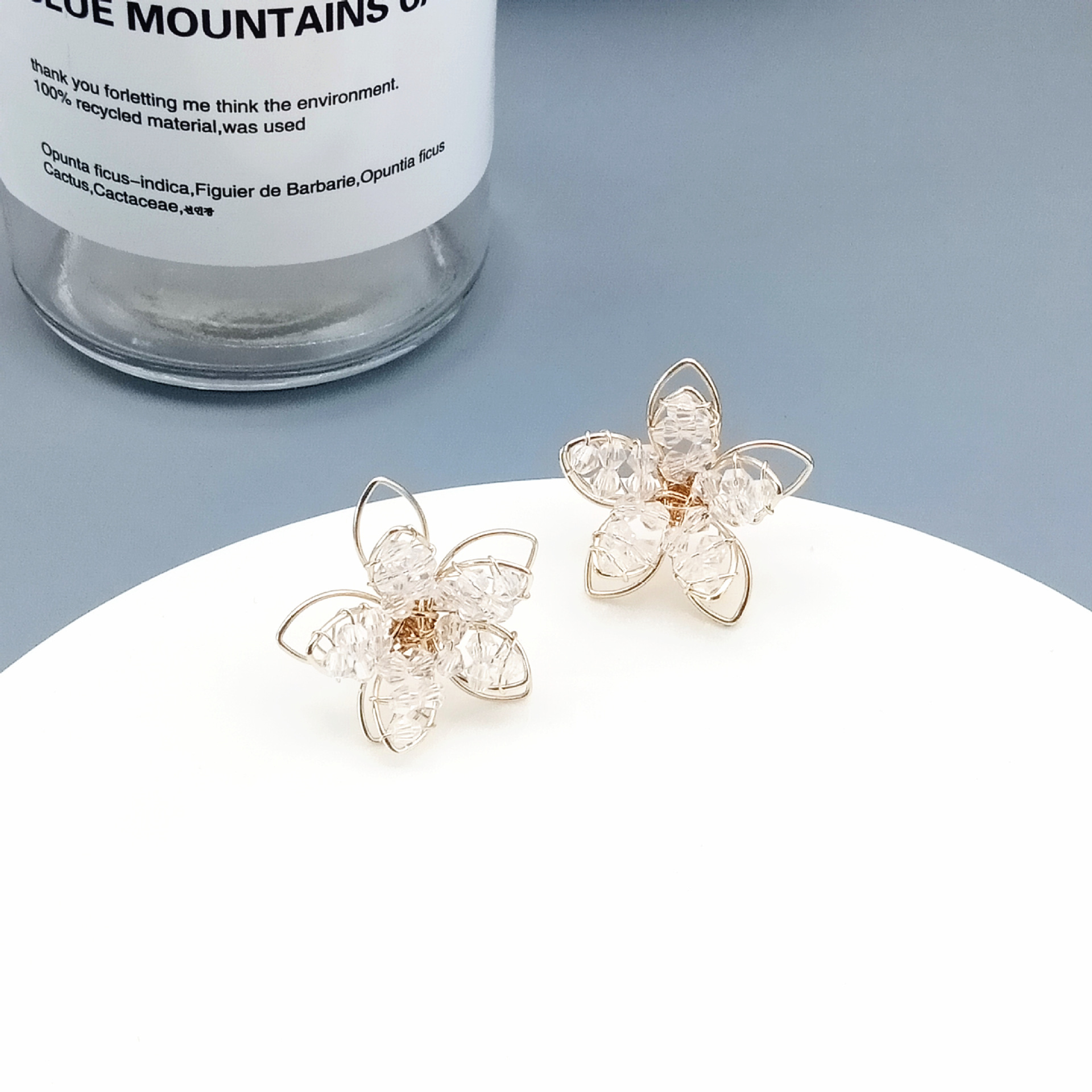 Sweet Flower Alloy Crystal Plating Ear Studs display picture 1