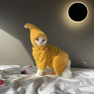 现货小精灵宠物衣服秋冬新款加绒小狗猫衣服可爱德文无毛猫咪衣服