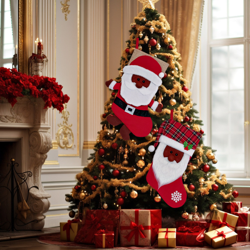 クロスボーダークリスマス靴下装飾品ニット足付き黒顔老人人形クリスマスツリー装飾パーティープレゼント立体|undefined
