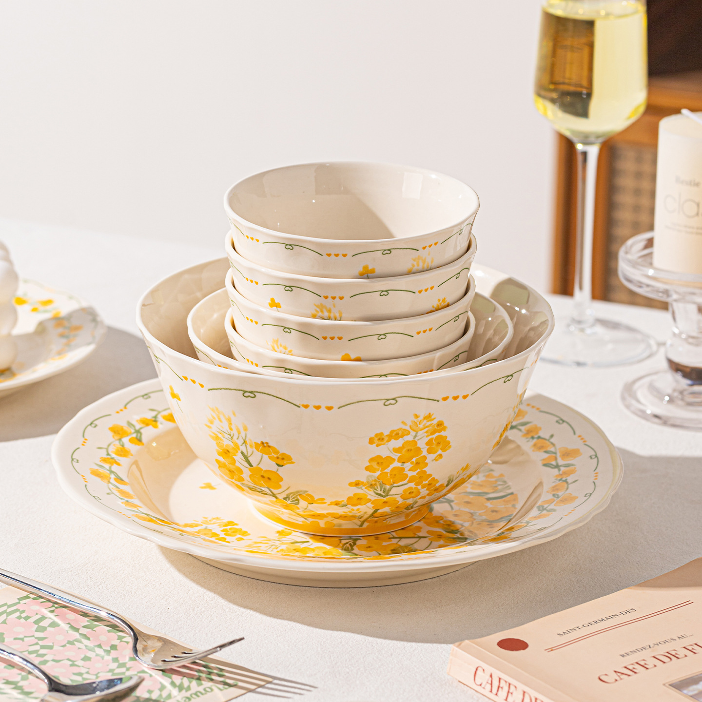 [Cross-Border] Tacos de cerámica de color, platos de arroz, platos de sopa, platos de regalo, platos de cerámica, set de platos