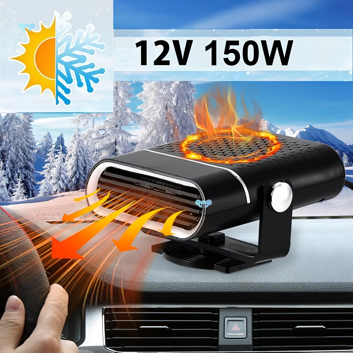 1pc Universal 12V 150W Portable Car Heater and Cooler Fan