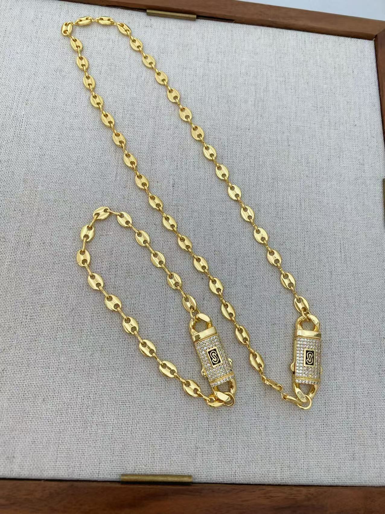 Collana girocollo con catena a forma di naso di maiale con chicchi di caffè, da uomo e da donna, molto venduta_voghion.com