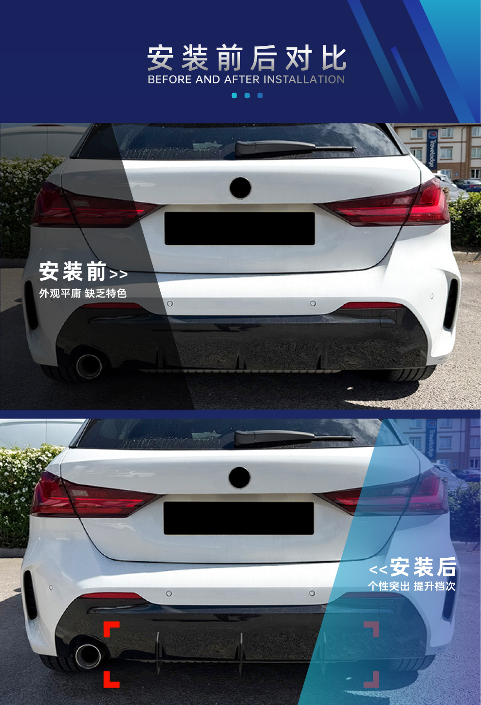 Suitable for Bmw Bmw 1 Series F40 m Sport 2019-2024 Rear Lip Tail Lip Rear Blade Spoiler Modification