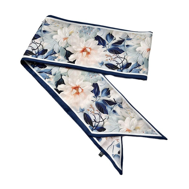 Bufandas de seda de ángulo oblicuo 2025 nuevo bufandas de diamante retrógrado decoración multifuncional de ángulo agudo moda bufandas largas correa de pelo