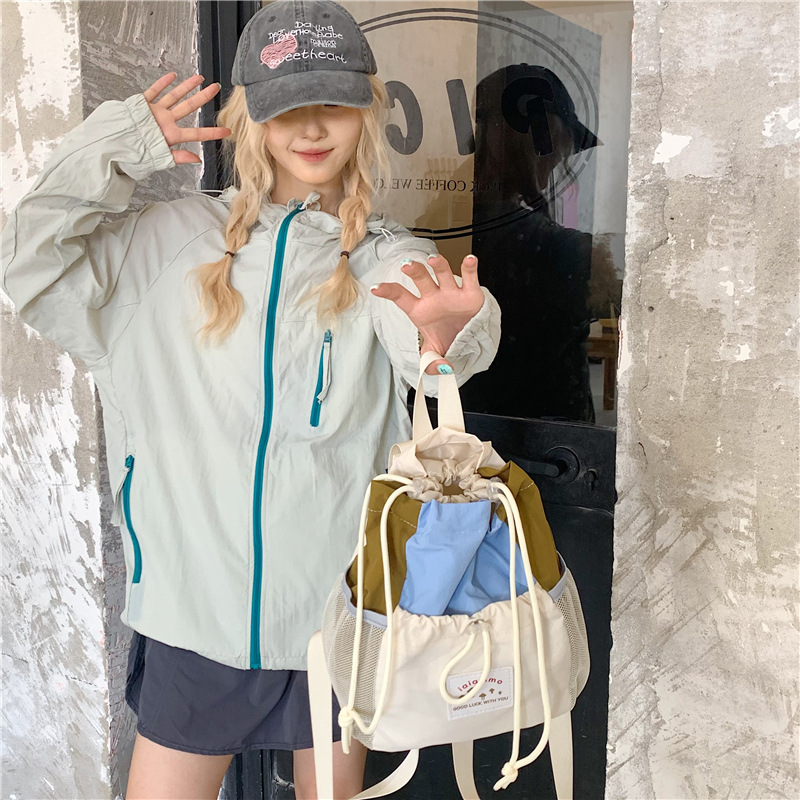 Mochila de moda coreana para mujeres de empalme de estilo extranjero, mochila de clase para estudiantes universitarios, mochila al aire libre