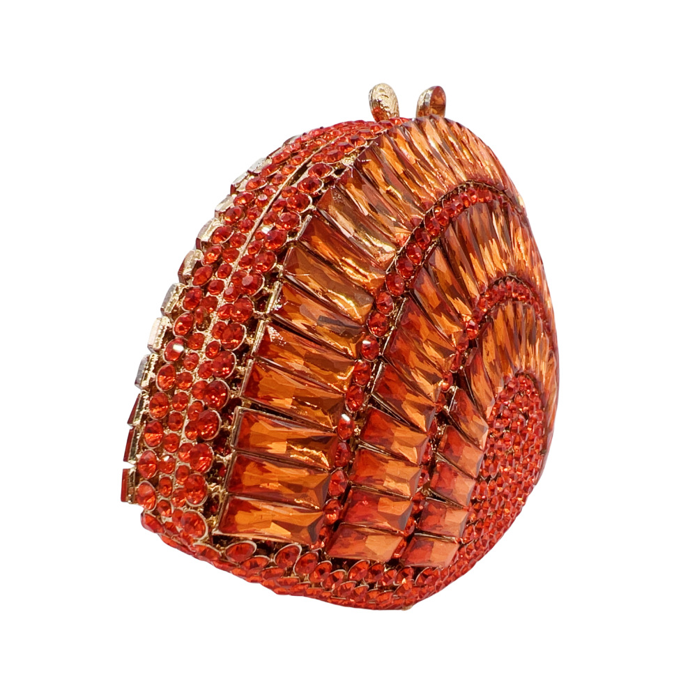 Túi clutch nữ cầm tay dự tiệc đính kim cương rỗng phong cách Âu Mỹ — Xanh táo, màu tím, Màu bạc, Bạc AB chi tiết 1