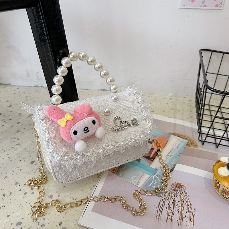 2025 nuevo bolso de perla para niños arco encantador caricatura cadena de estilo exterior bolsa de cambio de moda versátil