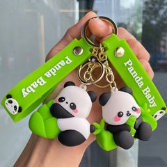 漫画の竹のパンダのキーホルダーはかわいいパンダの子供の学生のかばんのストラップを掛けて子供のプレゼントをつかみます。