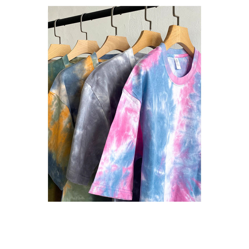 Tie-Dye Design Heavyweight Pure Cotton Short-Sleeve T-Shirt, Summer Vintage Loose and Comfortable, Flattering for Both Men and Women, Casual Top, Men's Style Tie-Dye Design Heavyweight Pure Cotton Short-Sleeve T-Shirt, Summer Vintage Loose and Comfortable, Flattering for Both Men and Women, Casual Top, Men's Style