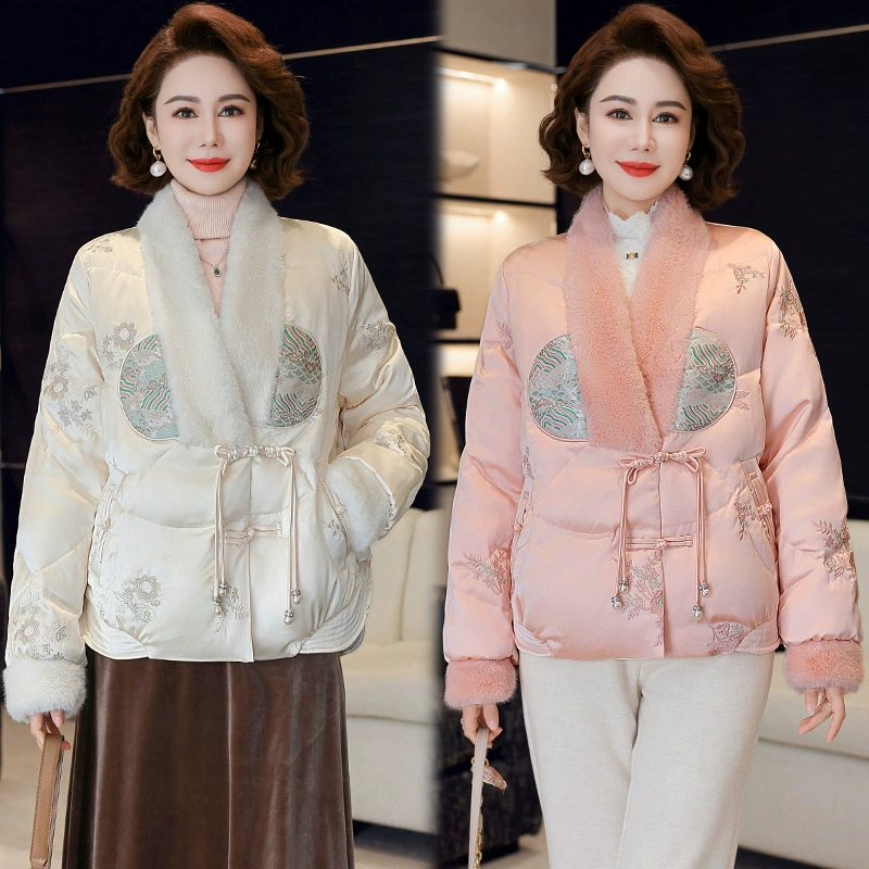 Новая китайская мама пуховик зимняя одежда 2024 новая теплая марка хлопковая куртка среднего и пожилого возраста женская осенняя зимняя куртка