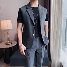 2026夏季新款痞帅高级感商务时尚西服潮流轻熟风百搭修身短袖马甲