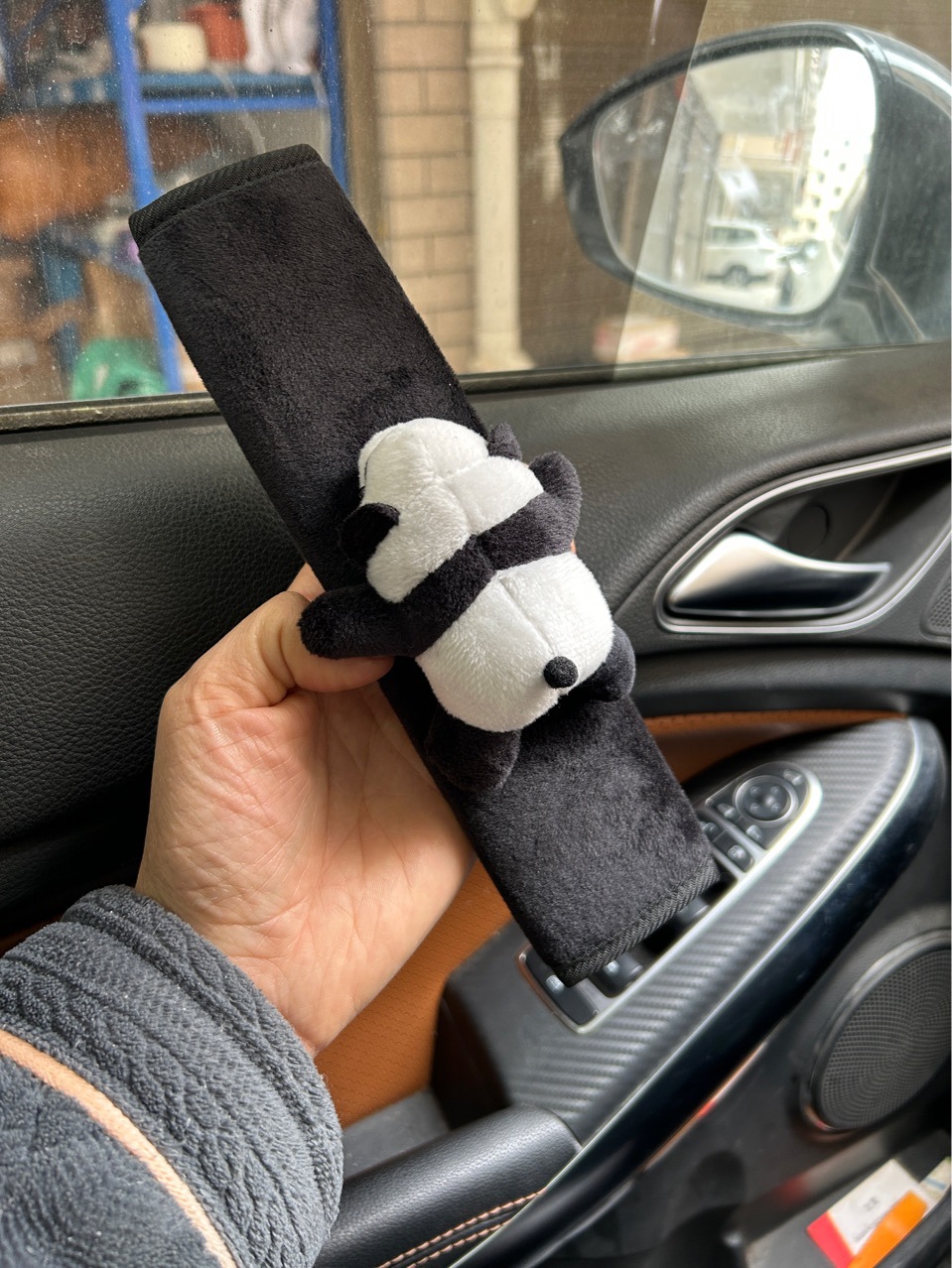 Cute Panda Car Safety Belt Shoulder Pender Car Shoulder Strap Protective Cover Cartoon Doll General Motors Interior Accessories