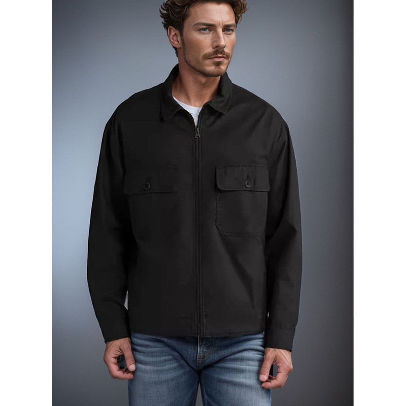 In-Stock Cross-Border Amazon Spring and Autumn New Men's Fashion Lapel Jacket Workwear Style Coat Zipper Men's Cardigan In-Stock Cross-Border Amazon Spring and Autumn New Men's Fashion Lapel Jacket Workwear Style Coat Zipper Men's Cardigan