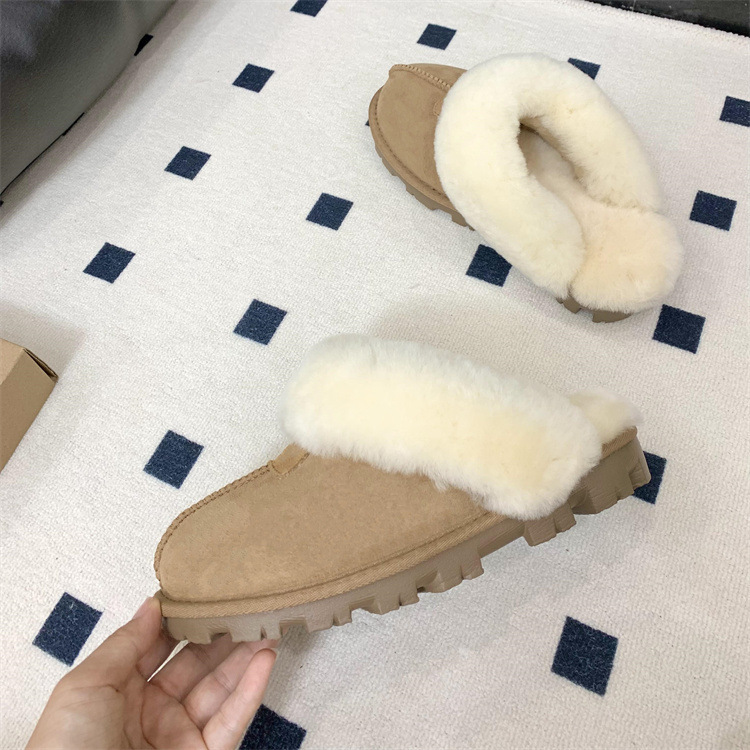 Shangpo Women's Winter New Sheepskin Fur Integrated Closed-Toe Slippers Warm Fur Slippers for Outdoor Wear Women Ins