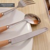 Japanese -style wooden handle spoon, chopsticks stainless steel western tableware creative restaurant hotel supplies zakka grocery wholesale