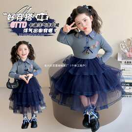 女童2026新款20265兔子纱裙衬衫领警官明新美童图片色卡通亮休闲