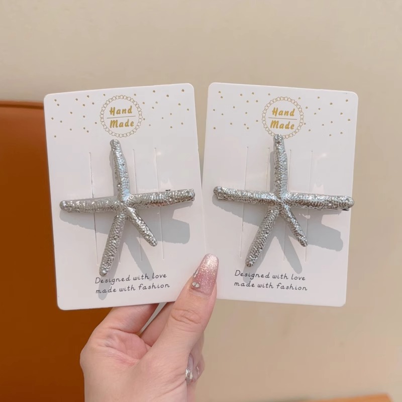 Sweet cool girls coreana simple temperamento estrella de mar tarjeta de cabello de niñas sensación de alto nivel frange broca de cabello cortada broca de boca de pato lateral