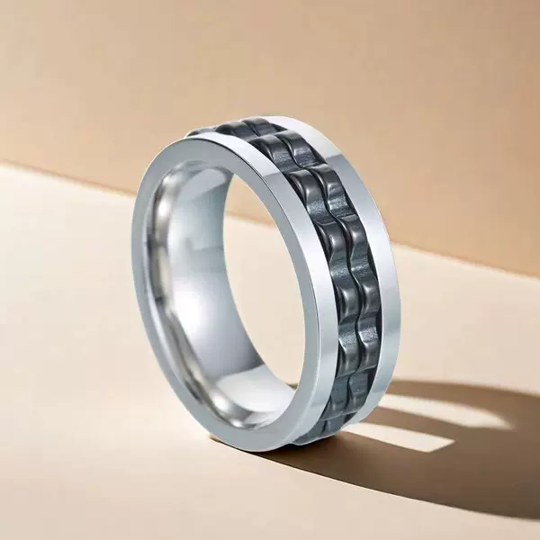 Steel black ring with gears, 36