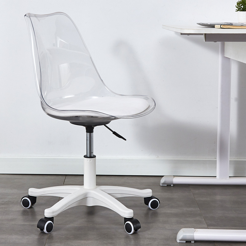 Silla giratoria de Tulip, silla giratoria de oficina, silla de ocio, silla de oficina acrílica transparente de elevación