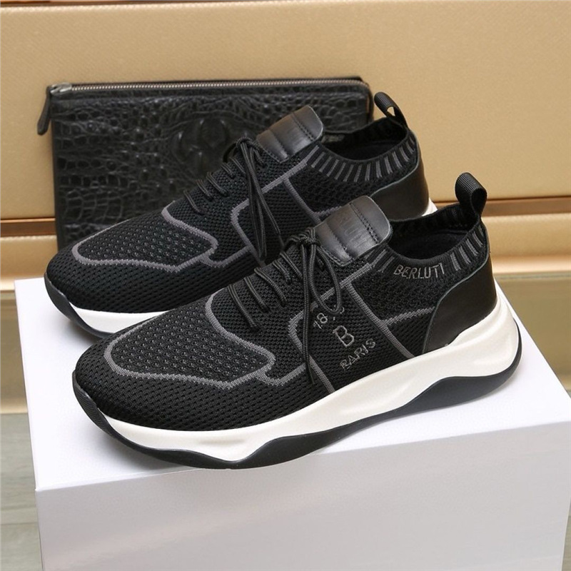 Real Photos of High-Quality Brujia Men's Knitted Breathable Casual Shoes, Sports Shoes, Low-Top Shoes, Trendy Foreign Trade Men's Shoes