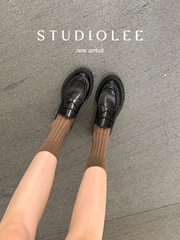 葡萄媽studiolee復古英倫風單鞋進口胎水牛粗跟樂福小皮鞋女秋冬