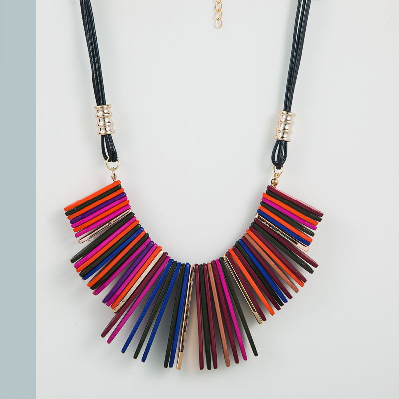 European and American single colorful geometric ethnic alloy necklace